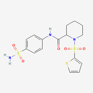 molecular formula C16H19N3O5S3 B2990505 N-(4-sulfamoylphenyl)-1-(thiophen-2-ylsulfonyl)piperidine-2-carboxamide CAS No. 1097900-77-0