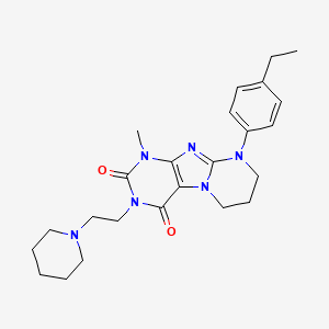 molecular formula C24H32N6O2 B2990509 9-(4-ethylphenyl)-1-methyl-3-(2-piperidin-1-ylethyl)-7,8-dihydro-6H-purino[7,8-a]pyrimidine-2,4-dione CAS No. 848730-54-1