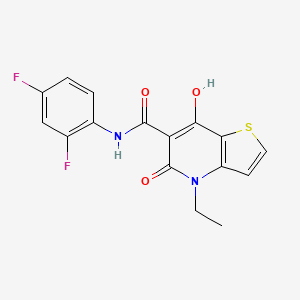 molecular formula C16H12F2N2O3S B2990522 N-(2,4-difluorophenyl)-4-ethyl-7-hydroxy-5-oxo-4,5-dihydrothieno[3,2-b]pyridine-6-carboxamide CAS No. 1251618-43-5