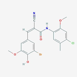 molecular formula C19H16BrClN2O4 B2990527 (Z)-3-(3-bromo-4-hydroxy-5-methoxyphenyl)-N-(4-chloro-2-methoxy-5-methylphenyl)-2-cyanoprop-2-enamide CAS No. 561292-02-2