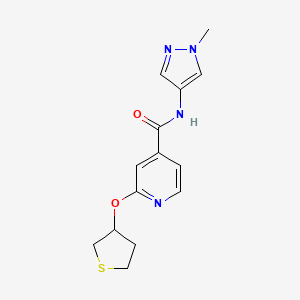 molecular formula C14H16N4O2S B2990532 N-(1-methyl-1H-pyrazol-4-yl)-2-((tetrahydrothiophen-3-yl)oxy)isonicotinamide CAS No. 2034389-76-7