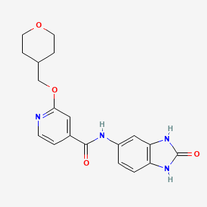 molecular formula C19H20N4O4 B2990533 N-(2-oxo-2,3-dihydro-1H-benzo[d]imidazol-5-yl)-2-((tetrahydro-2H-pyran-4-yl)methoxy)isonicotinamide CAS No. 2034244-12-5