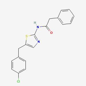 molecular formula C18H15ClN2OS B2990538 N-[5-(4-chlorobenzyl)-1,3-thiazol-2-yl]-2-phenylacetamide CAS No. 292053-53-3