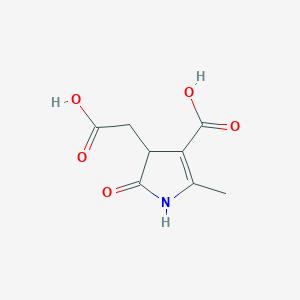 molecular formula C8H9NO5 B2990552 4-(carboxymethyl)-2-methyl-5-oxo-4,5-dihydro-1H-pyrrole-3-carboxylic acid CAS No. 374910-99-3