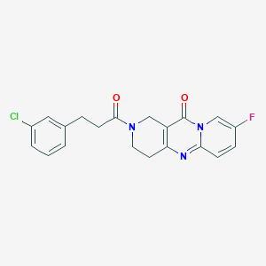 molecular formula C20H17ClFN3O2 B2990557 2-(3-(3-氯苯基)丙酰基)-8-氟-3,4-二氢-1H-二吡啶并[1,2-a:4',3'-d]嘧啶-11(2H)-酮 CAS No. 2034414-14-5