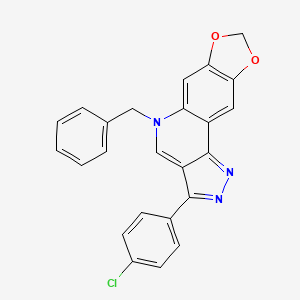 molecular formula C24H16ClN3O2 B2990569 5-benzyl-3-(4-chlorophenyl)-5H-[1,3]dioxolo[4,5-g]pyrazolo[4,3-c]quinoline CAS No. 902514-86-7