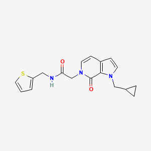 molecular formula C18H19N3O2S B2990576 2-[1-(cyclopropylmethyl)-7-oxo-1,7-dihydro-6H-pyrrolo[2,3-c]pyridin-6-yl]-N~1~-(2-thienylmethyl)acetamide CAS No. 1340814-23-4