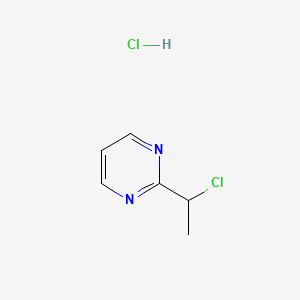 molecular formula C6H8Cl2N2 B2990577 2-(1-Chloroethyl)pyrimidine hydrochloride CAS No. 2031258-69-0