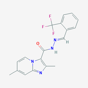 molecular formula C18H15F3N4O B299058 2,7-dimethyl-N-[(E)-[2-(trifluoromethyl)phenyl]methylideneamino]imidazo[1,2-a]pyridine-3-carboxamide 