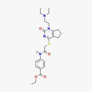 ethyl 4-(2-((1-(2-(diethylamino)ethyl)-2-oxo-2,5,6,7-tetrahydro-1H-cyclopenta[d]pyrimidin-4-yl)thio)acetamido)benzoate