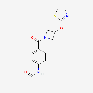 molecular formula C15H15N3O3S B2990589 N-(4-(3-(噻唑-2-基氧基)氮杂环丁烷-1-羰基)苯基)乙酰胺 CAS No. 1797741-87-7