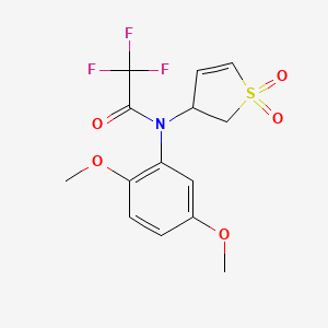 molecular formula C14H14F3NO5S B2990591 N-(2,5-dimethoxyphenyl)-N-(1,1-dioxido-2,3-dihydrothiophen-3-yl)-2,2,2-trifluoroacetamide CAS No. 1017632-19-7