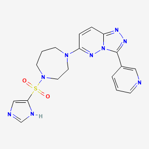 molecular formula C18H19N9O2S B2990600 6-[4-(1H-Imidazol-5-ylsulfonyl)-1,4-diazepan-1-yl]-3-pyridin-3-yl-[1,2,4]triazolo[4,3-b]pyridazine CAS No. 2380188-32-7