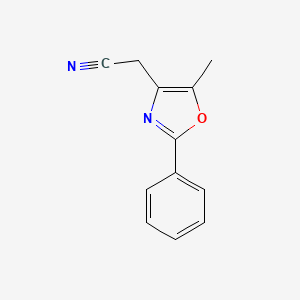 molecular formula C12H10N2O B2990604 2-(5-甲基-2-苯基-1,3-噁唑-4-基)乙腈 CAS No. 524959-64-6