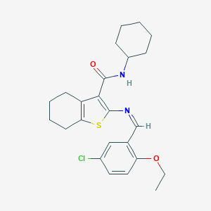 molecular formula C24H29ClN2O2S B299061 2-[(5-chloro-2-ethoxybenzylidene)amino]-N-cyclohexyl-4,5,6,7-tetrahydro-1-benzothiophene-3-carboxamide 