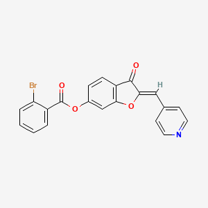 molecular formula C21H12BrNO4 B2990610 (Z)-3-oxo-2-(pyridin-4-ylmethylene)-2,3-dihydrobenzofuran-6-yl 2-bromobenzoate CAS No. 622366-84-1