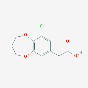 molecular formula C11H11ClO4 B2990619 (9-Chloro-3,4-dihydro-2H-benzo[b][1,4]dioxepin-7-yl)-acetic acid CAS No. 874623-17-3
