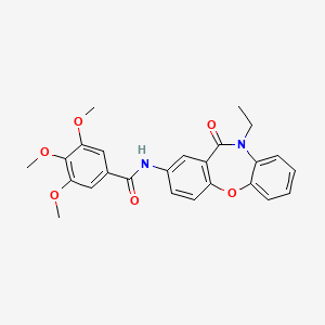 molecular formula C25H24N2O6 B2990627 N-(10-ethyl-11-oxo-10,11-dihydrodibenzo[b,f][1,4]oxazepin-2-yl)-3,4,5-trimethoxybenzamide CAS No. 921890-07-5