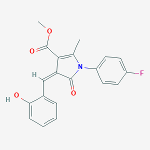 molecular formula C20H16FNO4 B299063 methyl 1-(4-fluorophenyl)-4-(2-hydroxybenzylidene)-2-methyl-5-oxo-4,5-dihydro-1H-pyrrole-3-carboxylate 