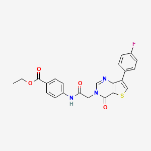 molecular formula C23H18FN3O4S B2990636 ethyl 4-({[7-(4-fluorophenyl)-4-oxothieno[3,2-d]pyrimidin-3(4H)-yl]acetyl}amino)benzoate CAS No. 1207030-79-2