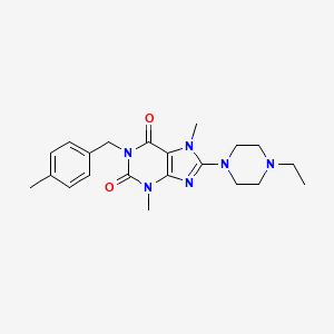 molecular formula C21H28N6O2 B2990637 8-(4-ethylpiperazin-1-yl)-3,7-dimethyl-1-(4-methylbenzyl)-1H-purine-2,6(3H,7H)-dione CAS No. 878452-45-0