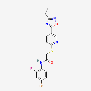 molecular formula C17H14BrFN4O2S B2990639 N-(4-bromo-2-fluorophenyl)-2-((5-(3-ethyl-1,2,4-oxadiazol-5-yl)pyridin-2-yl)thio)acetamide CAS No. 1251548-00-1