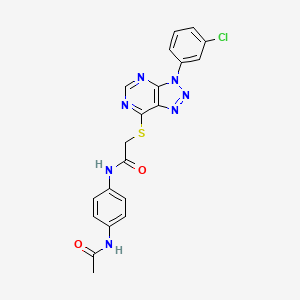 molecular formula C20H16ClN7O2S B2990645 N-(4-乙酰氨基苯基)-2-((3-(3-氯苯基)-3H-[1,2,3]三唑并[4,5-d]嘧啶-7-基)硫)乙酰胺 CAS No. 941956-36-1
