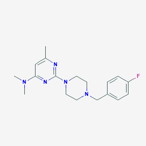 molecular formula C18H24FN5 B2990651 2-[4-[(4-Fluorophenyl)methyl]piperazin-1-yl]-N,N,6-trimethylpyrimidin-4-amine CAS No. 2415623-05-9