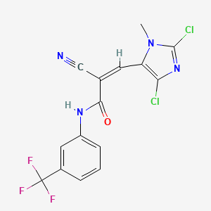 molecular formula C15H9Cl2F3N4O B2990659 (Z)-2-cyano-3-(2,5-dichloro-3-methylimidazol-4-yl)-N-[3-(trifluoromethyl)phenyl]prop-2-enamide CAS No. 1252569-48-4