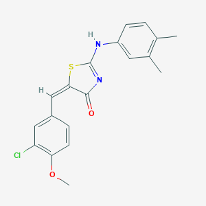 (5E)-5-[(3-chloro-4-methoxyphenyl)methylidene]-2-(3,4-dimethylanilino)-1,3-thiazol-4-one