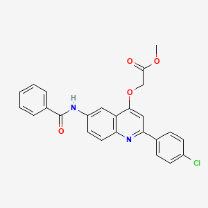 molecular formula C25H19ClN2O4 B2990661 2-((6-苯甲酰胺基-2-(4-氯苯基)喹啉-4-基)氧基)乙酸甲酯 CAS No. 1358452-58-0