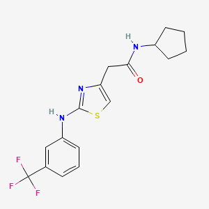molecular formula C17H18F3N3OS B2990667 N-环戊基-2-(2-((3-(三氟甲基)苯基)氨基)噻唑-4-基)乙酰胺 CAS No. 1105231-46-6