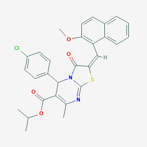 molecular formula C29H25ClN2O4S B299067 isopropyl 5-(4-chlorophenyl)-2-[(2-methoxy-1-naphthyl)methylene]-7-methyl-3-oxo-2,3-dihydro-5H-[1,3]thiazolo[3,2-a]pyrimidine-6-carboxylate 