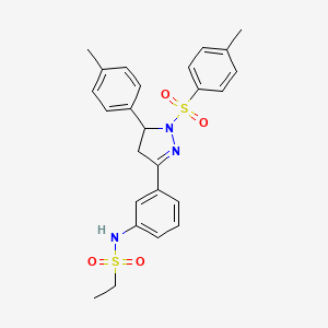 molecular formula C25H27N3O4S2 B2990670 N-(3-(5-(p-tolyl)-1-tosyl-4,5-dihydro-1H-pyrazol-3-yl)phenyl)ethanesulfonamide CAS No. 851782-67-7