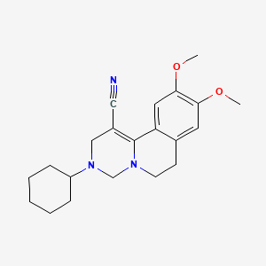 molecular formula C21H27N3O2 B2990686 3-cyclohexyl-9,10-dimethoxy-3,4,6,7-tetrahydro-2H-pyrimido[6,1-a]isoquinoline-1-carbonitrile CAS No. 51054-44-5