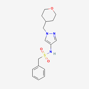 molecular formula C16H21N3O3S B2990693 1-phenyl-N-(1-((tetrahydro-2H-pyran-4-yl)methyl)-1H-pyrazol-4-yl)methanesulfonamide CAS No. 1705843-40-8