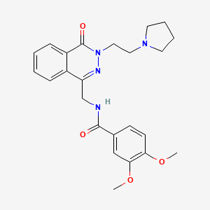 molecular formula C24H28N4O4 B2990695 3,4-dimethoxy-N-((4-oxo-3-(2-(pyrrolidin-1-yl)ethyl)-3,4-dihydrophthalazin-1-yl)methyl)benzamide CAS No. 1428347-37-8