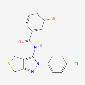 molecular formula C18H13BrClN3OS B2990706 3-bromo-N-[2-(4-chlorophenyl)-4,6-dihydrothieno[3,4-c]pyrazol-3-yl]benzamide CAS No. 392253-47-3