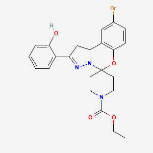 molecular formula C23H24BrN3O4 B2990709 9-溴-2-(2-羟苯基)-1,10b-二氢螺[苯并[e]吡唑并[1,5-c][1,3]恶嗪-5,4'-哌啶]-1'-甲酸乙酯 CAS No. 899972-00-0