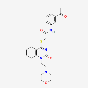 molecular formula C24H30N4O4S B2990712 N-(3-acetylphenyl)-2-((1-(2-morpholinoethyl)-2-oxo-1,2,5,6,7,8-hexahydroquinazolin-4-yl)thio)acetamide CAS No. 898435-42-2