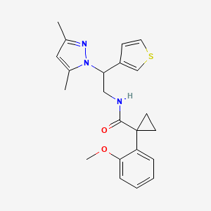 molecular formula C22H25N3O2S B2990730 N-[2-(3,5-dimethyl-1H-pyrazol-1-yl)-2-(thiophen-3-yl)ethyl]-1-(2-methoxyphenyl)cyclopropane-1-carboxamide CAS No. 2097904-24-8
