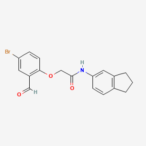 molecular formula C18H16BrNO3 B2990736 2-(4-bromo-2-formylphenoxy)-N-(2,3-dihydro-1H-inden-5-yl)acetamide CAS No. 556049-79-7