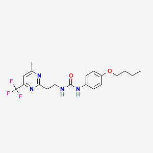 molecular formula C19H23F3N4O2 B2990743 1-(4-Butoxyphenyl)-3-(2-(4-methyl-6-(trifluoromethyl)pyrimidin-2-yl)ethyl)urea CAS No. 1396707-83-7