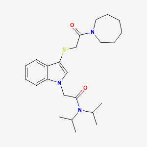 molecular formula C24H35N3O2S B2990745 2-(3-((2-(azepan-1-yl)-2-oxoethyl)thio)-1H-indol-1-yl)-N,N-diisopropylacetamide CAS No. 892743-38-3