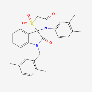 molecular formula C27H26N2O4S B2990746 1-(2,5-Dimethylbenzyl)-3'-(3,4-dimethylphenyl)spiro[indoline-3,2'-thiazolidine]-2,4'-dione 1',1'-dioxide CAS No. 941882-23-1