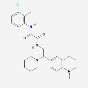 molecular formula C26H33ClN4O2 B2990769 N-(3-chloro-2-methylphenyl)-N'-[2-(1-methyl-1,2,3,4-tetrahydroquinolin-6-yl)-2-(piperidin-1-yl)ethyl]ethanediamide CAS No. 922092-86-2