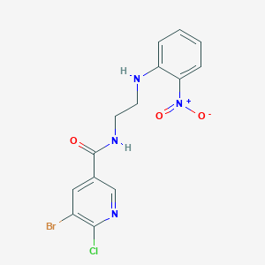 molecular formula C14H12BrClN4O3 B2990771 5-bromo-6-chloro-N-{2-[(2-nitrophenyl)amino]ethyl}pyridine-3-carboxamide CAS No. 2094322-38-8