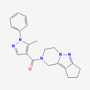 molecular formula C20H21N5O B2990773 (5-methyl-1-phenyl-1H-pyrazol-4-yl)(3,4,8,9-tetrahydro-1H-cyclopenta[3,4]pyrazolo[1,5-a]pyrazin-2(7H)-yl)methanone CAS No. 2034372-07-9