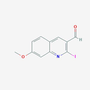 molecular formula C11H8INO2 B2990776 2-碘-7-甲氧基喹啉-3-甲醛 CAS No. 1573548-29-4