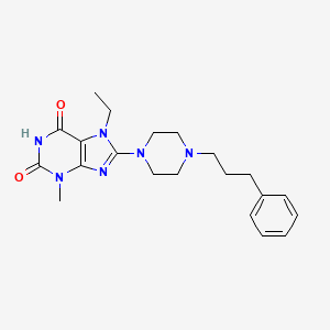 B2990778 7-Ethyl-3-methyl-8-[4-(3-phenylpropyl)piperazin-1-yl]purine-2,6-dione CAS No. 898453-88-8